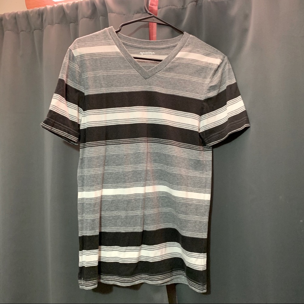 Gap Men’s XS Gray Black/White Striped V-Neck
